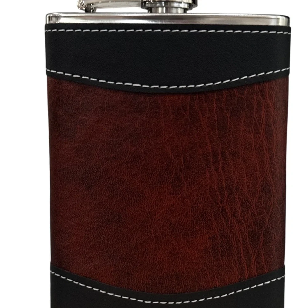 8 oz Leather Stainless Steel Hip Flask with Box & Funnel